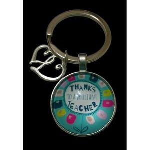Teacher Appreciation Day Cabochon Charm Keychain Keyring Key Ring Gift BRILLIANT
